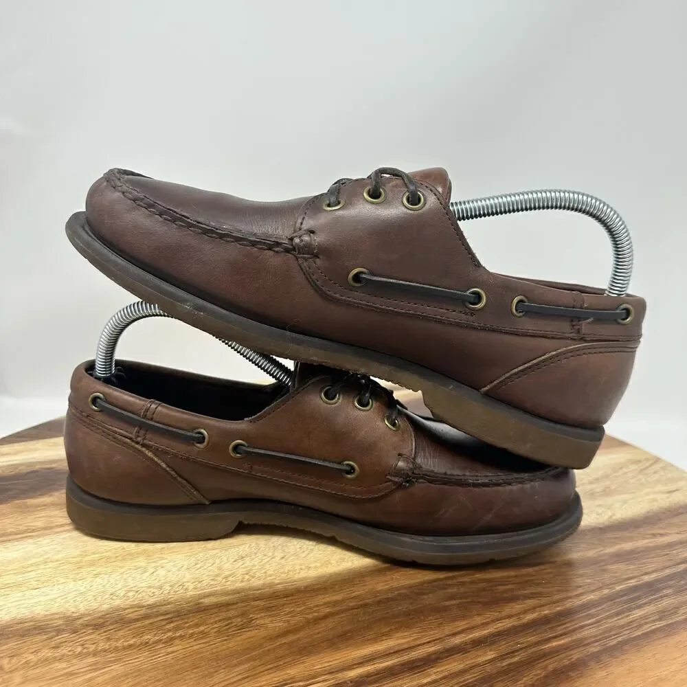 Sebago Docksides Men's Sz 8 Slip On Leather Boat Shoe Loafer Brown 3 Eyes
